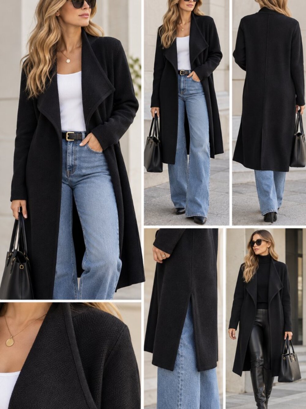 CHICWISH Long Open Front Knit Coatigan / Cardigan